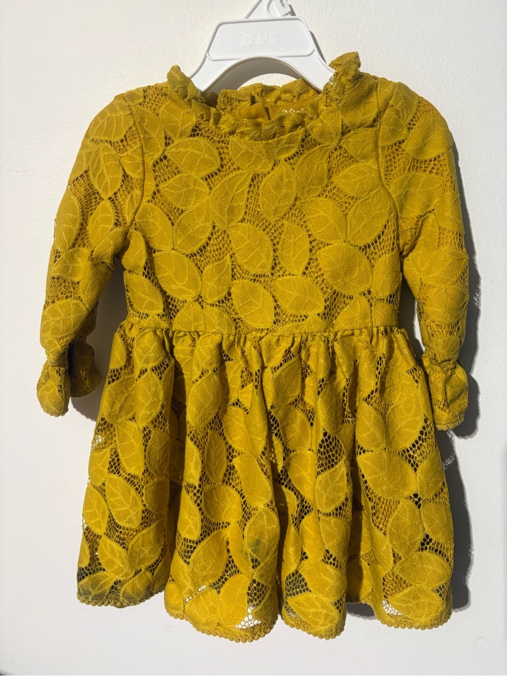 Girls' Mustard Yellow Lace Party Dress 2T